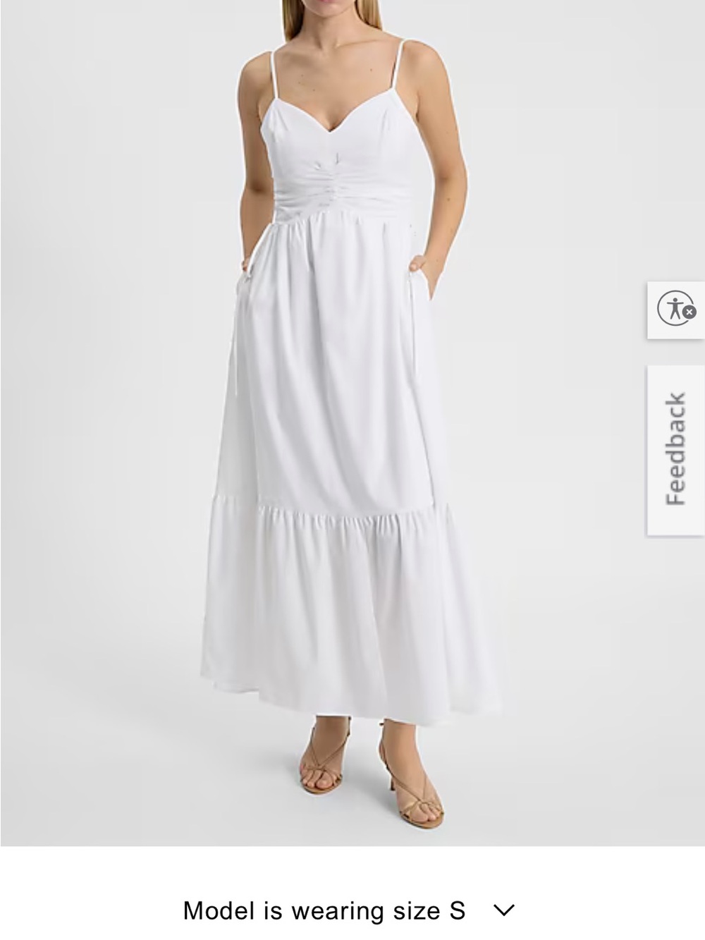 Express V-Neck Sleevless Ruched Side Tie Midi Dress
